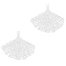 Metal Bohemian pendant Ginkgo leaf Silver